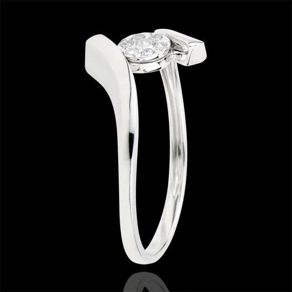 Solitaire Ring Precious Nest - Love Nugget - white gold - 9 carats