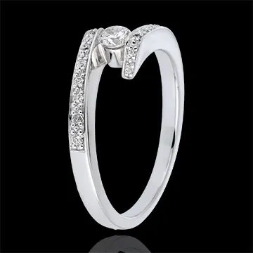Bague Solitaire accompagné Nid Précieux - Promise - or blanc 18 carats - diamant 0.15 carat