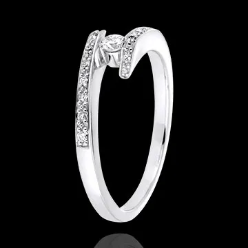 Solitaire Set Shoulders Ring Precious Nest - Promise - 0.08 carat diamond - 18 carats