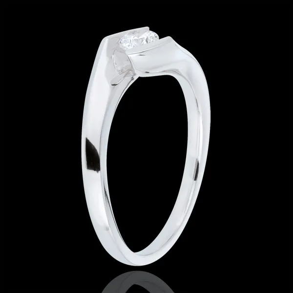 Bague solitaire Nid Précieux - Soir d'été - or blanc 18 carats - 0.22 carat