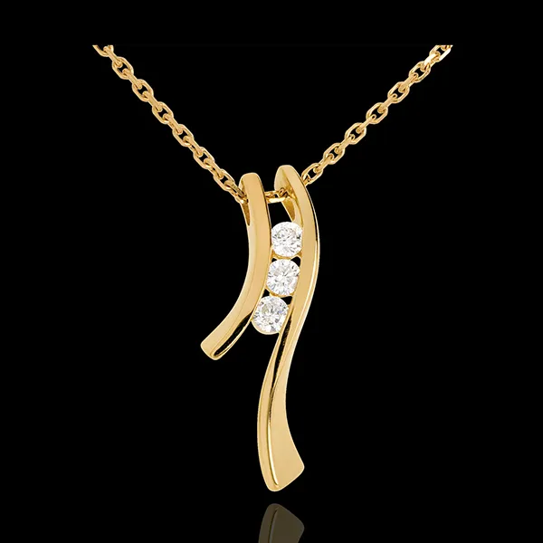 Collier Trilogie Nid Précieux - Silhouette - or jaune 18 carats - 3 diamants