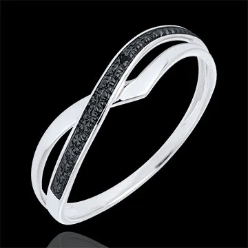 Bague Marina or blanc 9 carats et diamant noir