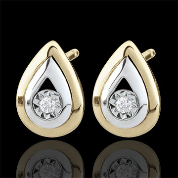 Yellow Gold and White Gold Antelope Tear-drop Stud Earrings
