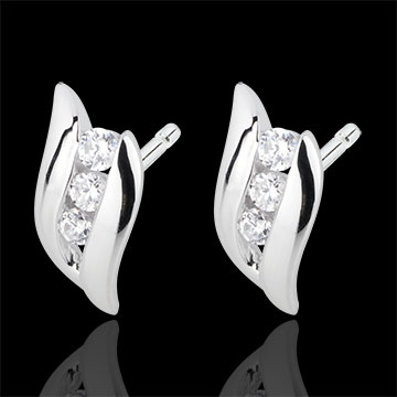 Earrings Trilogy Precious Nest - Diamond Curved - white gold - 18 carats