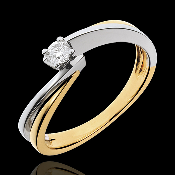 Solitaire Precious Nest - Filament - yellow gold and white gold - 0.13 carat - 18 carats