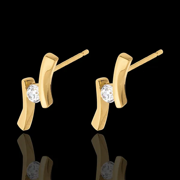 Earrings Precious Nest - Apostrophe diamond - yellow gold - 0.14 carats - 18 carats