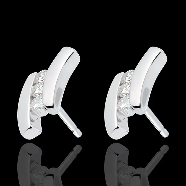 Earring Precious Nest - Diamond Trilogy Stud - 6 diamonds - 18 carats