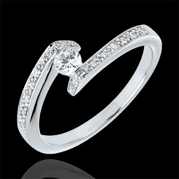 Solitaire Ring Precious Nest - Set Shoulders - Promise - white gold - 0.15 carat diamond - 18 carats