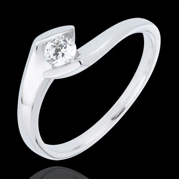 Solitaire Ring Precious Nest - Set Shoulders - Summer evening - white gold - 0.22 carat diamond - 9 carats