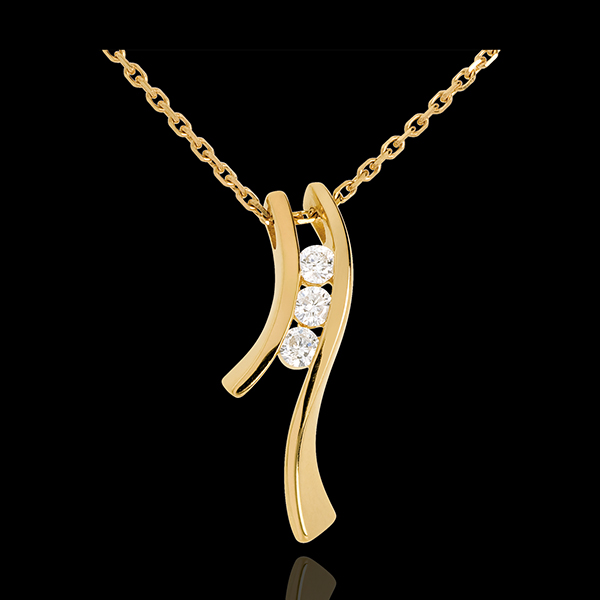 Trilogy Necklace Precious Nest - Dynamic aerial - white gold - 3 diamonds - 9 carats