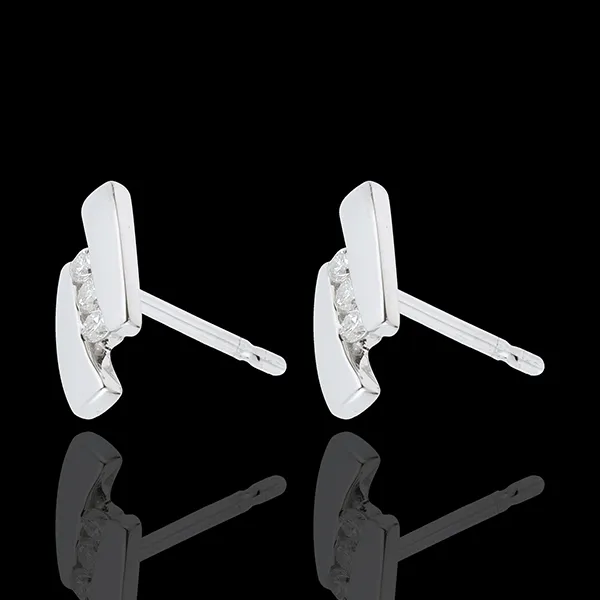 Earring Precious Nest - Parenthese - white gold - 18 carats