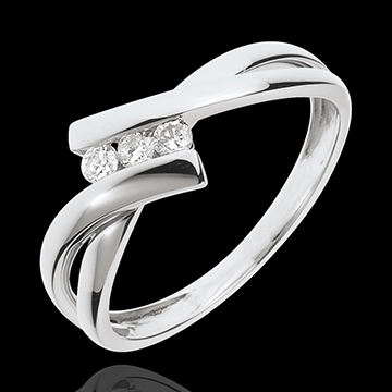 Anillo triple diamante Nido Precioso - oro blanco 18 quilates - 3 diamantes