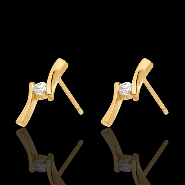 Pendientes Nido Precioso - Apóstrofe diamantes - oro amarillo 18 quilates - diamante 0.1 quilates