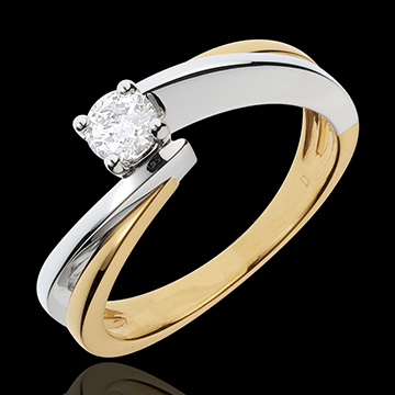 Solitario Nido Precioso - Filamento - oro amarillo y blanco 18 quilates - diamante 0.26 quilates