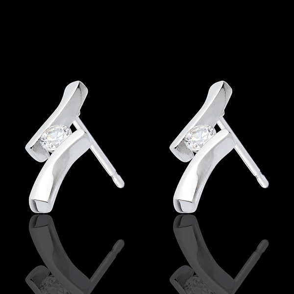 Pendientes Nido Precioso - Apóstrofe diamantes - oro blanco 18 quilates