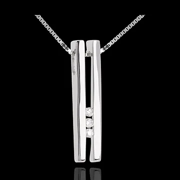 Collar Diapasón Trilogía - oro blanco 18 quilates y 3 diamantes