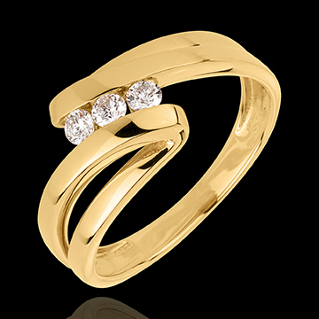 Anillo trilogía Nido Precioso - Náyade - oro amarillo 18 quilates - 3 diamantes