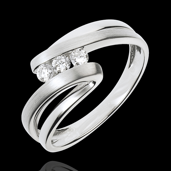 Anillo trilogía Nido Precioso - Náyade - oro blanco 18 quilates - 3 diamantes 