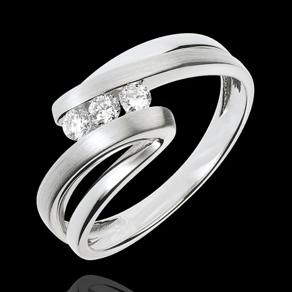 Anillo trilogía Nido Precioso - Náyade - oro blanco 18 quilates - 3 diamantes 
