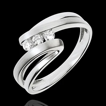 Anillo trilogía Nido Precioso - Náyade - oro blanco 18 quilates - 3 diamantes 