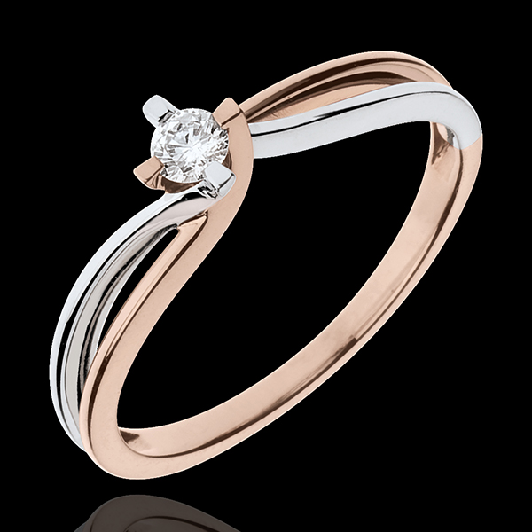 Anillo Nido Precioso - Clara - oro blanco y oro rosa 18 quilates - diamante 0.11 quilates