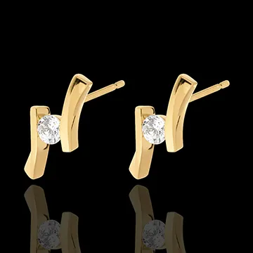Pendientes Nido Precioso - Apóstrofe - modelo muy grande - oro amarillo 18 quilates - diamante 0.31 quilates