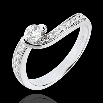 Anillo de Pedida Destino - Solsticio de Verano - oro blanco empedrado 18 quilates - 17 diamantes 0.49 quilates