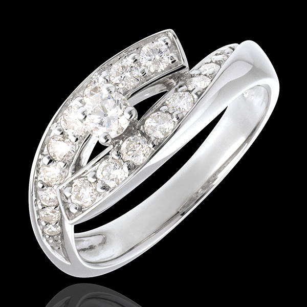 Anillo Solitario Nido Precioso - Diva - gran modelo - oro blanco 18 quilates - 0. 15 quilates