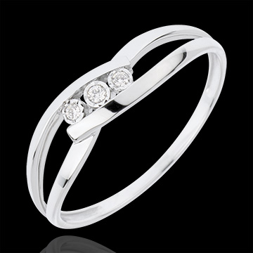 Anillo Trilogía Nido Precioso - Beso de Amor - oro blanco 18 quilates