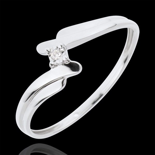 Solitario Nido Precioso - Cisne - oro blanco 18 quilates