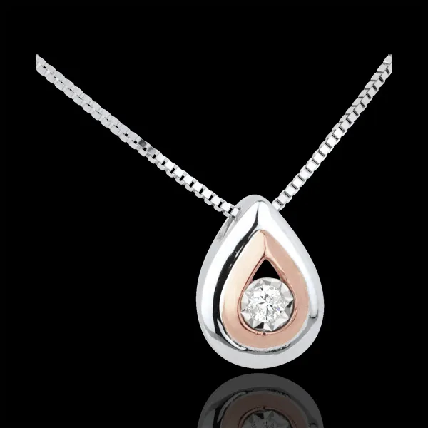 Collar Una Lágrima de Antílope - oro blanco y oro rosa 18 quilates y diamante