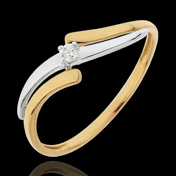 Anillo Solitario Evasión - oro blanco y oro amarillo 18 quilates - diamante 0.04 quilate