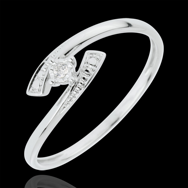Anillo Solitario Nido Precioso - Dime Que Sí - oro blanco 18 quilates