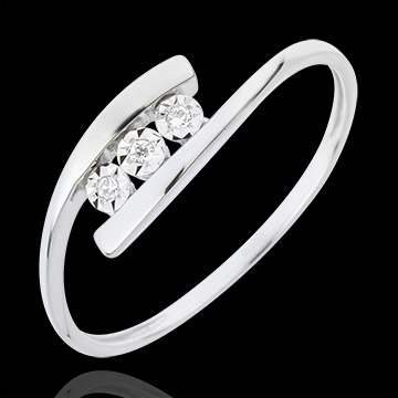 Anillo Nido Precioso - Trilusión - oro blanco 18 quilates