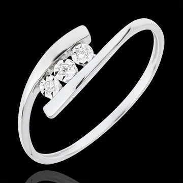 Anillo Nido Precioso - Trilusión - oro blanco 18 quilates