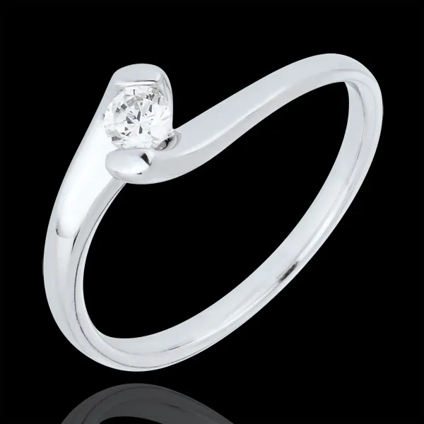 Anillo solitario Nido Precioso - Pasión Eterna - oro blanco 18 quilates - diamante 0.14 quilates