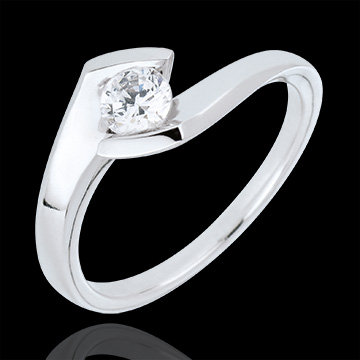 Anillo solitario Nido Precioso - Noche de Verano - oro blanco 18 quilates - diamante 0.32 quilates