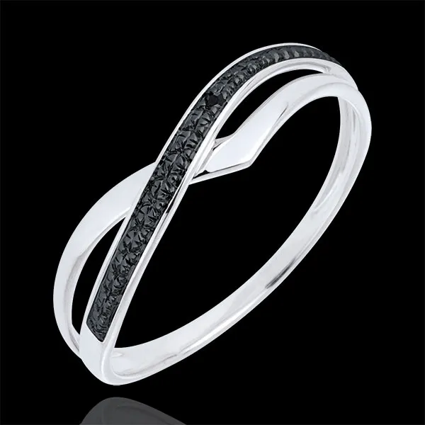Anillo Marina oro blanco 9 quilates y diamante negro