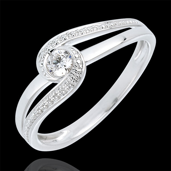 Anillo de compromiso Nido Precioso - Preciosa - oro blanco 18 quilates - diamante 0.12 quilates