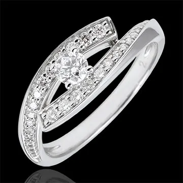 Anillo Solitario Destino - Diva - pequeño modelo - oro blanco 9 quilates - diamante 0. 08 quilates
