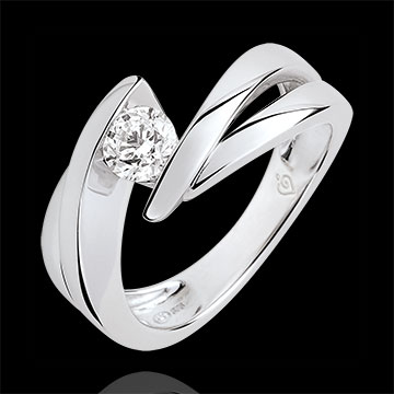 Solitario Nido Precioso - Ondina - oro blanco 18 quilates - diamante 0,4 quilates