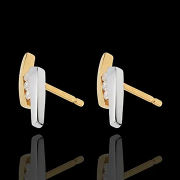 Pendientes Nido Precioso - Paréntesis - dos oros - oro blanco y oro amarillo 18 quilates