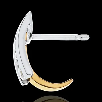 Pendientes acerca Corazón Dúo - oro blanco y amarillo 18 quilates