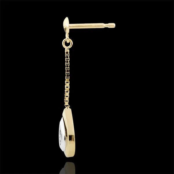 Pendientes Lágrimas de Antílope - pendientes largos oro amarillo y oro blanco 9 quilates