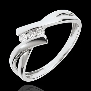 Anillo triple diamante Nido Precioso - oro blanco 18 quilates - 3 diamantes