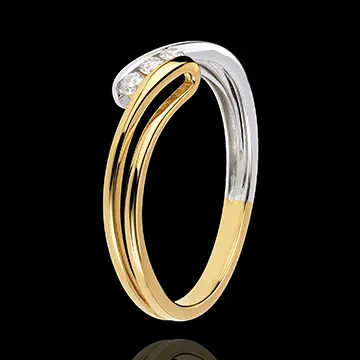 Anillo Trilogía Nido Precioso - Escarcha - oro amarillo y oro blanco 18 quilates - 3 diamamantes