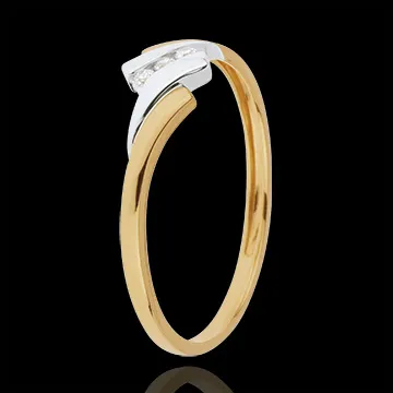 Anillo Trilogía Nido Precioso - Melodía - oro amarillo y oro blanco 18 quilates - diamente 0.04 quilates