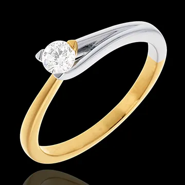 Solitario Broche - oro amarillo y oro blanco 18 quilates 
