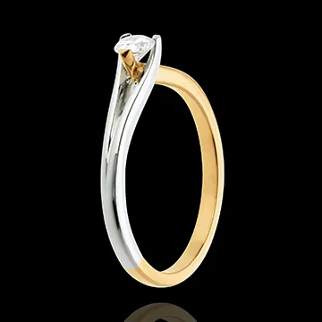 Solitario Broche - oro amarillo y oro blanco 18 quilates