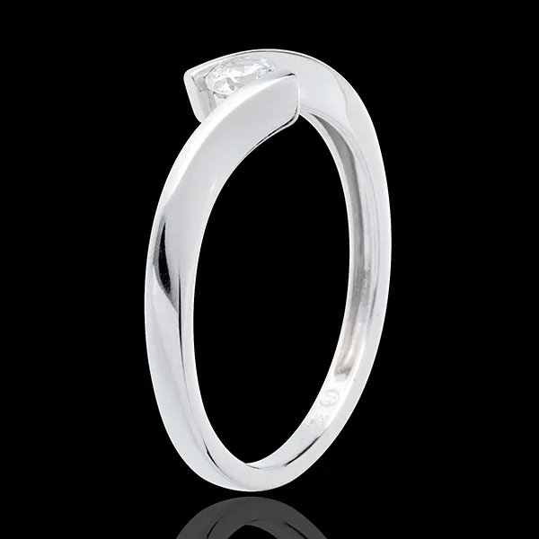 Solitario Nido Precioso - Apóstrofe - oro blanco 18 quilates - diamante 0.16 quilates